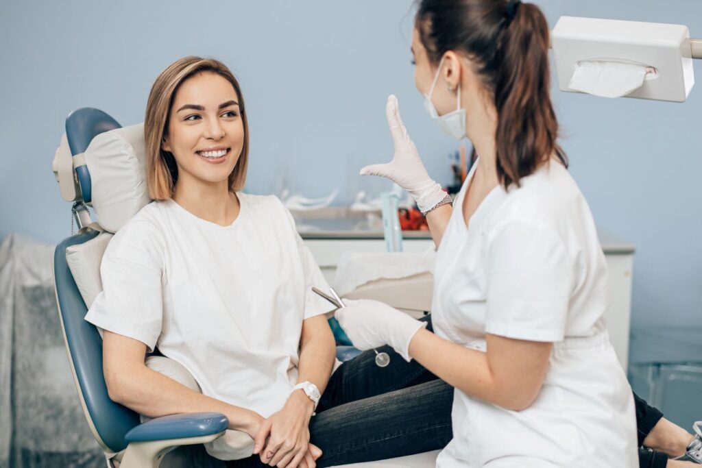 A woman at a cosmetic dentistry consultation